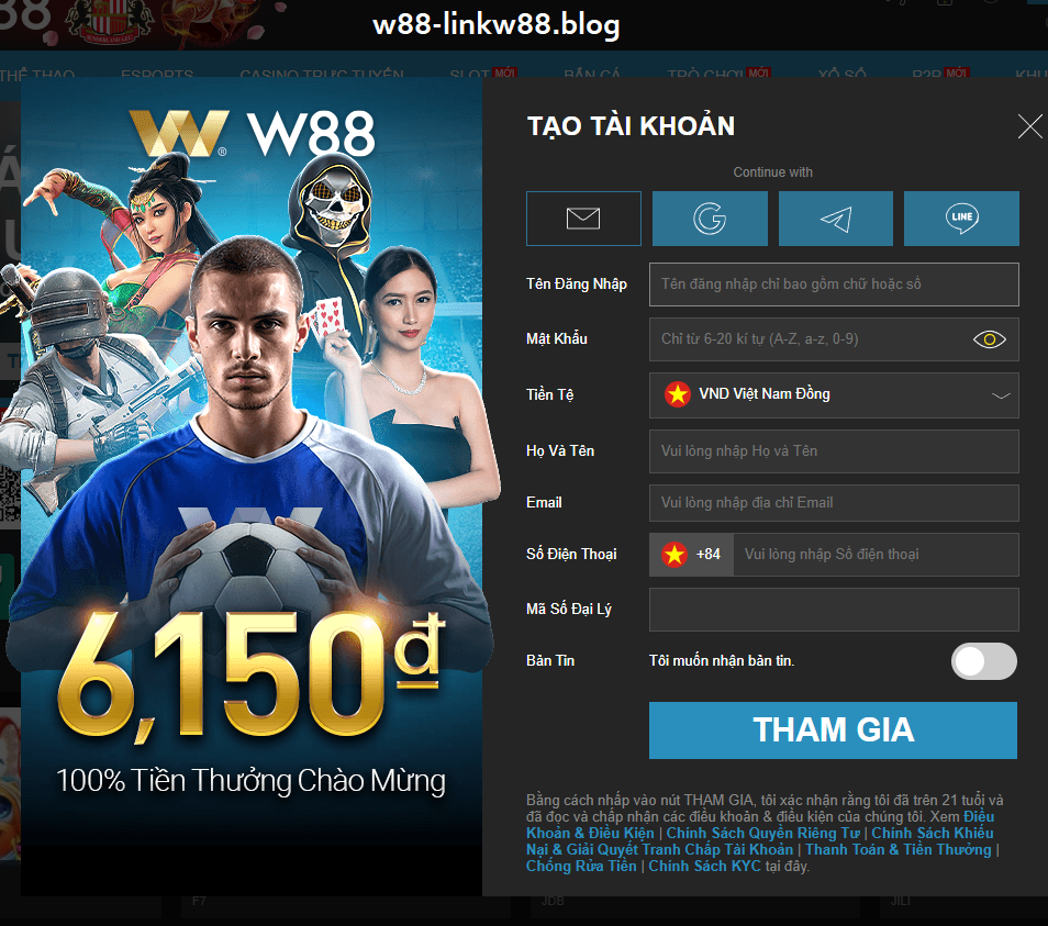 quy trinh dang ky tai khoan ca cuoc w88